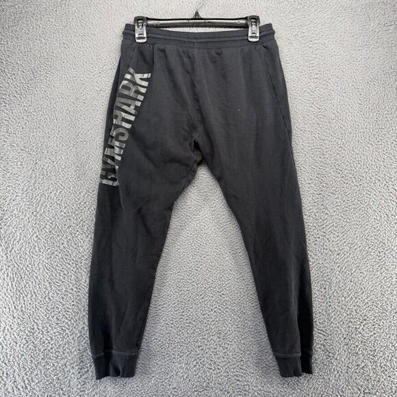 Gymshark Sweatpants Men's Small Black Cuffed Jogger Spellout Gym Faded Workout - Picture 6 of 12